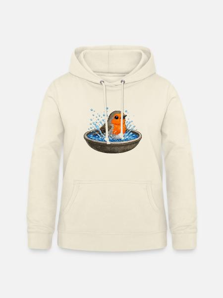 Rotkehlchen in der Wasserschale - Frauen Hoodie - Vanille-Milchshake