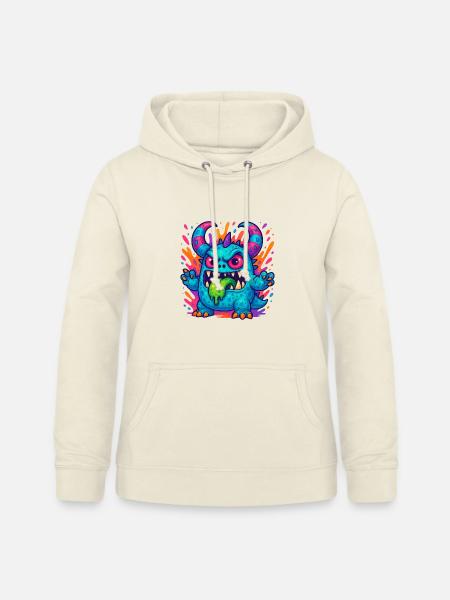 Bunter Grummel-Drache mit Zunge - Frauen Hoodie - Vanille-Milchshake