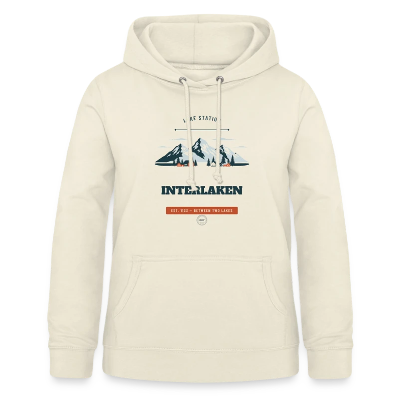 Interlaken badge on a women's hoodie