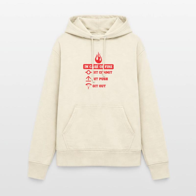 In case of fire: git commit, git push, git out Frauen Hoodie