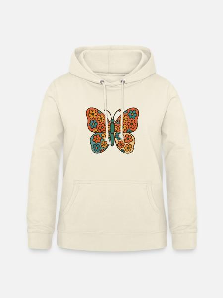 Schmetterling mit Blumenmuster - Frauen Hoodie - Vanille-Milchshake