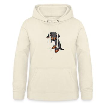 Hungriger Dackel Beisst in Shirt hungriger Dackel - Frauen Hoodie - Vanille-Milchshake - Vorne - AI Model Female 172 light (172cm)