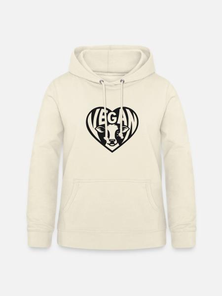 Vegan Herz mit Kälbchen - Frauen Hoodie - Vanille-Milchshake
