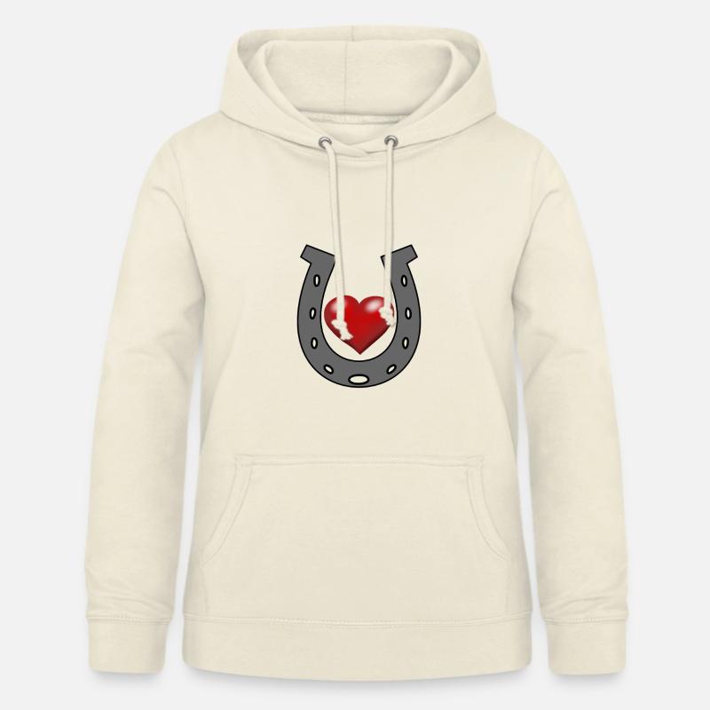 Fer à cheval Coeur Cavalier Cavalier Chevaux Cheval - Sweat à capuche Femme - vanille