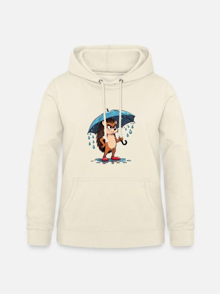 Cartoon Igel mit Regenschirm - Frauen Hoodie - Vanille-Milchshake