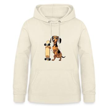 Dackel mit Skateboard Design - Frauen Hoodie - Vanille-Milchshake - Vorne - AI Model Female 172 light (172cm)