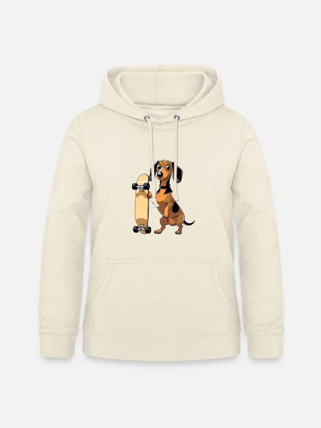 Dackel mit Skateboard Design - Frauen Hoodie - Vanille-Milchshake