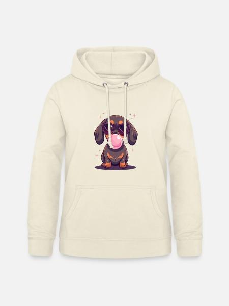 Dackel mit Sonnenbrille und Kaugummi - Frauen Hoodie - Vanille-Milchshake