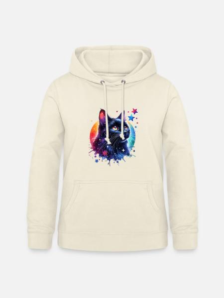 Schwarze Katze Motiv - Frauen Hoodie - Vanille-Milchshake