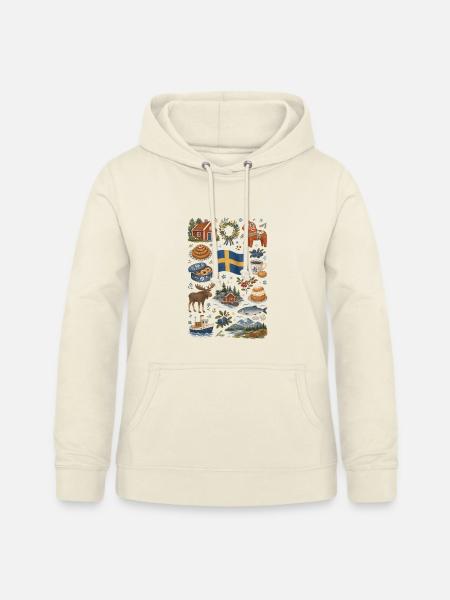 Schweden | Fika, Elch & Seen - Frauen Hoodie - Vanille-Milchshake