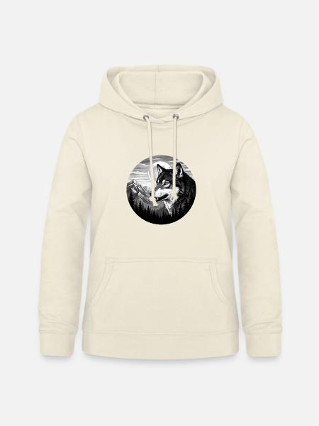 Mond Wolf im Berg wald Wölfe - Frauen Hoodie - Vanille-Milchshake