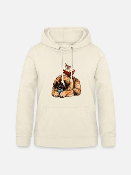 Leonberger & Devon Rex beim Lesen – Bücherfans - Frauen Hoodie - Vanille-Milchshake