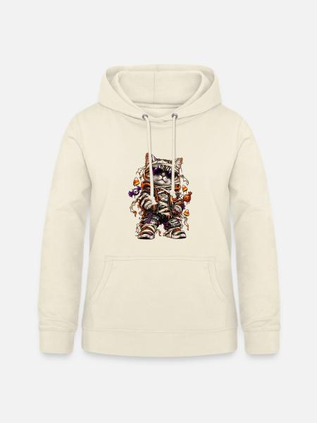 Halloween Mumienkatze mit Süßkram - Frauen Hoodie - Vanille-Milchshake