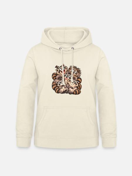 Fröhliche Waschbären-Familie - Frauen Hoodie - Vanille-Milchshake