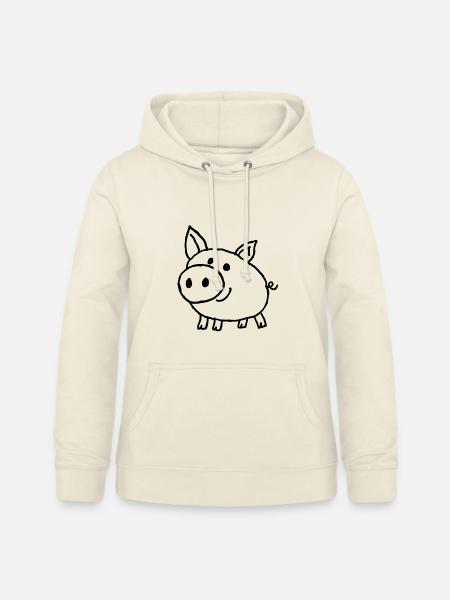 Fröhliches Schwein in naiver Zeichenkunst - Frauen Hoodie - Vanille-Milchshake