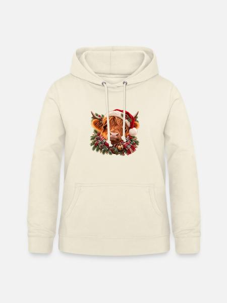 Highland Kuh in Weihnachtsstimmung - Frauen Hoodie - Vanille-Milchshake