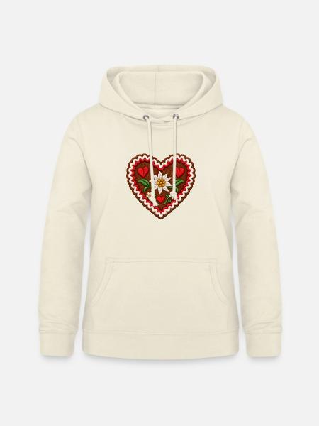 Lebkuchenherz mit Edelweiß - Frauen Hoodie - Vanille-Milchshake