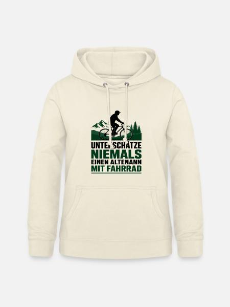 Altenmann auf Mountainbike im Wald - Frauen Hoodie - Vanille-Milchshake
