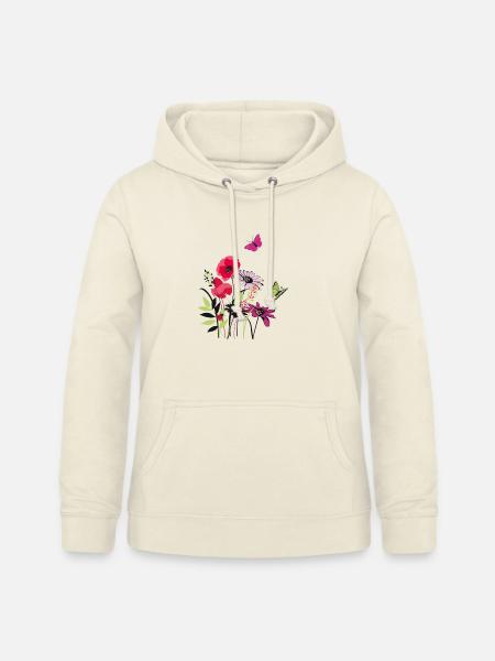 Blumen und Schmetterling - Frauen Hoodie - Vanille-Milchshake