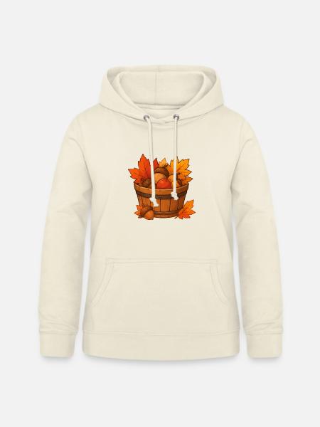 Herbstkorb mit Eicheln und Blättern - Frauen Hoodie - Vanille-Milchshake
