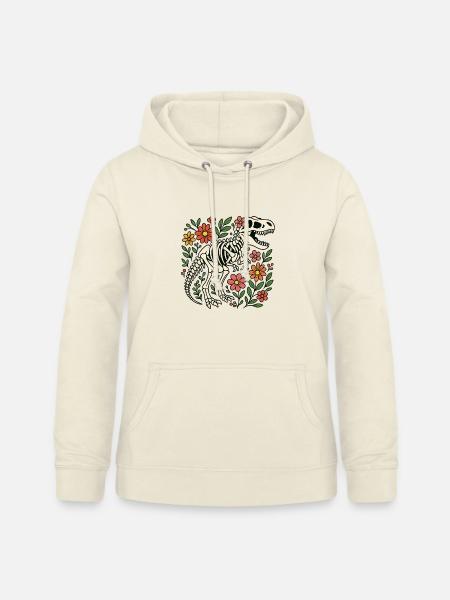 T Rex Skelett mit Blumen - Frauen Hoodie - Vanille-Milchshake