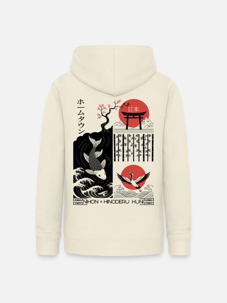 Kranich, Koi - Japan - Frauen Hoodie - Vanille-Milchshake