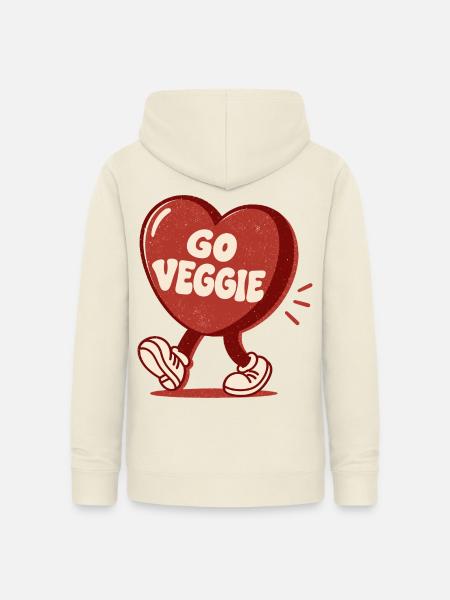 Go Veggie Retro Heart - Frauen Hoodie - Vanille-Milchshake