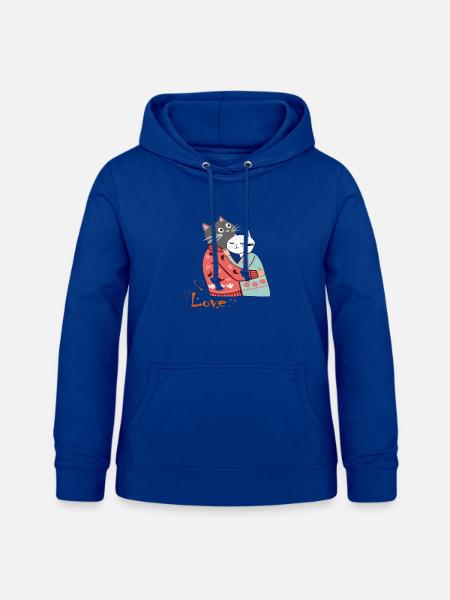 Katzen verliebt - Frauen Hoodie - Royalblau
