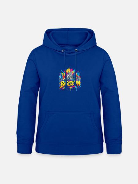 Barcelona Farbexplosion Skyline - Frauen Hoodie - Royalblau