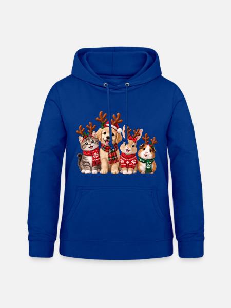 Süße Weihnachtstiere mit Rentiergeweih - Frauen Hoodie - Royalblau