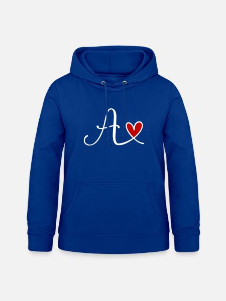 Buchstabe A Monogramm mit Herz - Frauen Hoodie - Royalblau