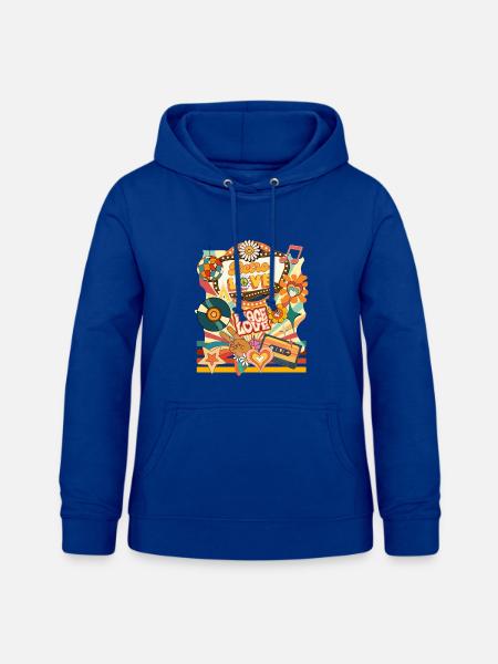 Retro Peace Love - Frauen Hoodie - Royalblau