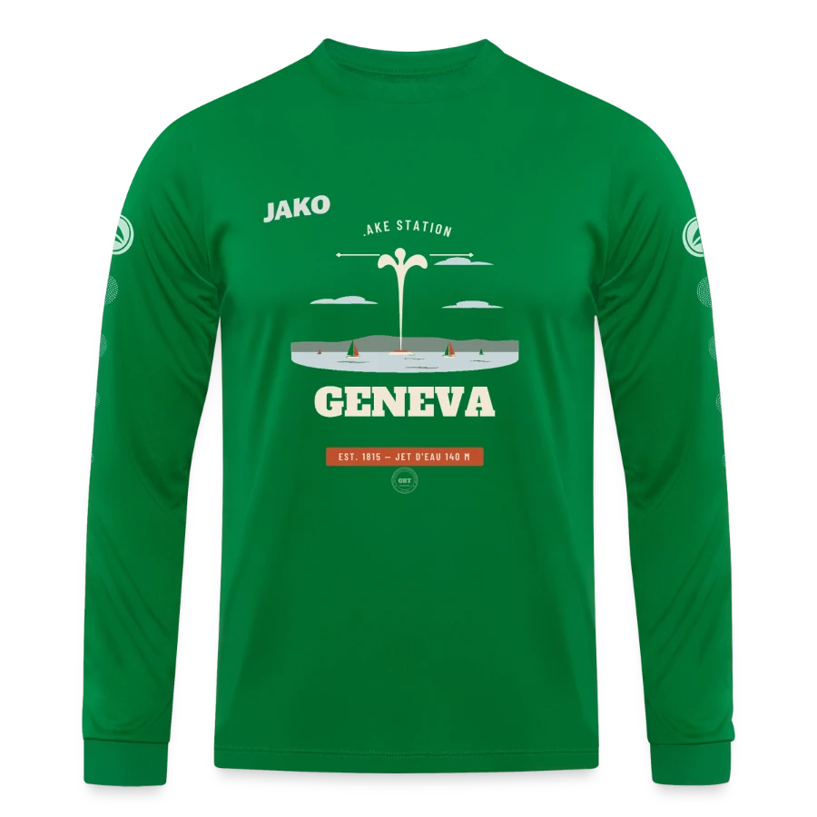Geneva badge on a jako jersey team long sleeve, kelly green
