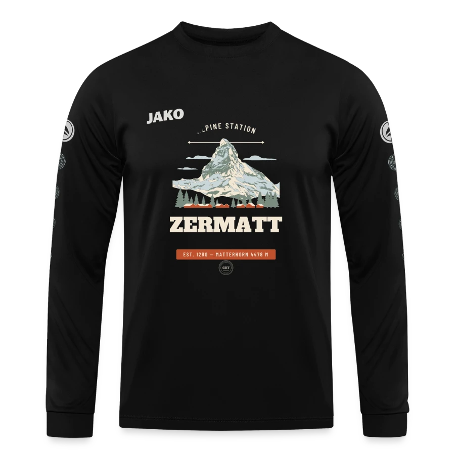 Zermatt badge on a jako jersey team long sleeve, black