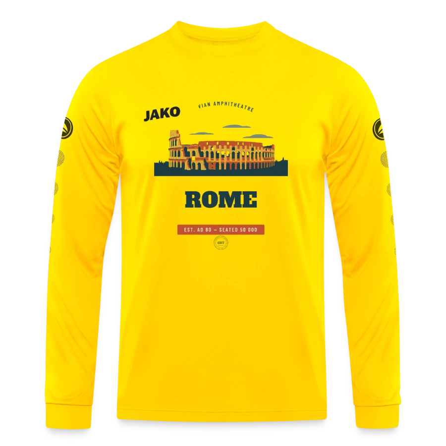 Rome badge on a jako jersey team long sleeve, yellow, front