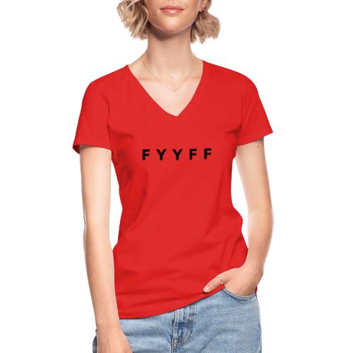 FYYFF Code Black - Klassisches Frauen-T-Shirt mit V-Ausschnitt