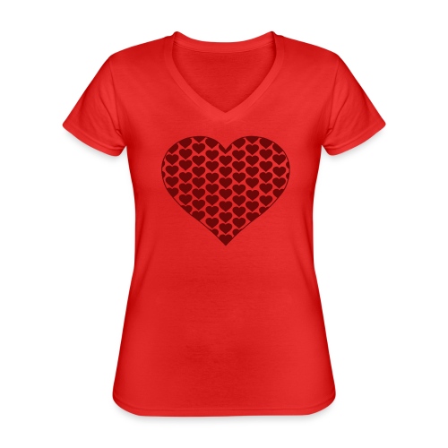 Viele Herzen ein Herz dunkelrot - Klassisches Frauen-T-Shirt mit V-Ausschnitt