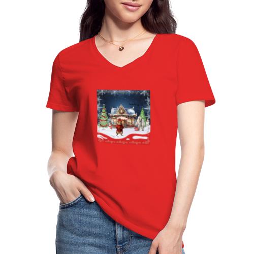 Verrücktes Weihnachtscafé - Klassisches Frauen-T-Shirt mit V-Ausschnitt