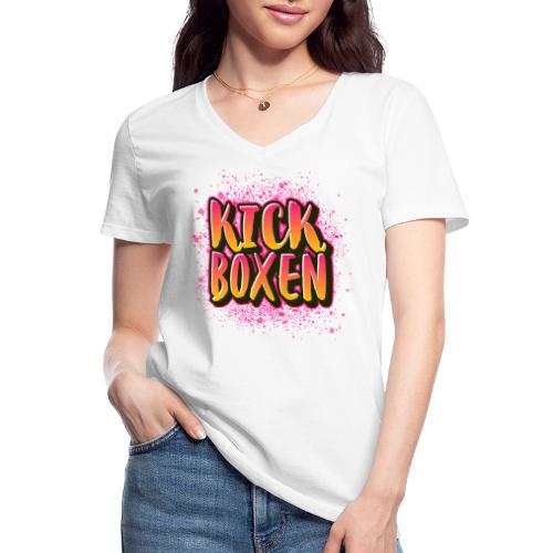Graffiti Kickboxen - Klassisches Frauen-T-Shirt mit V-Ausschnitt