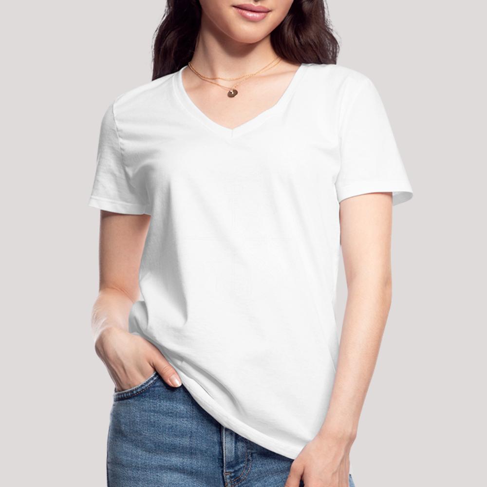 Vegvisir Kreis - Klassisches Frauen-T-Shirt mit V-Ausschnitt weiß