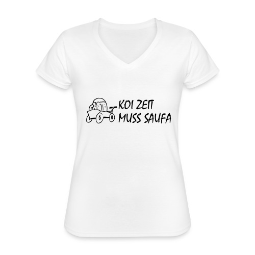 KoiZeit Saufa - Klassisches Frauen-T-Shirt mit V-Ausschnitt