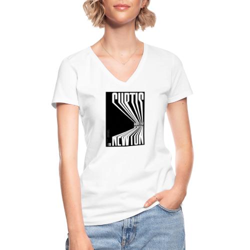 Curtis Newton black&white 3D [black] - Klassisches Frauen-T-Shirt mit V-Ausschnitt