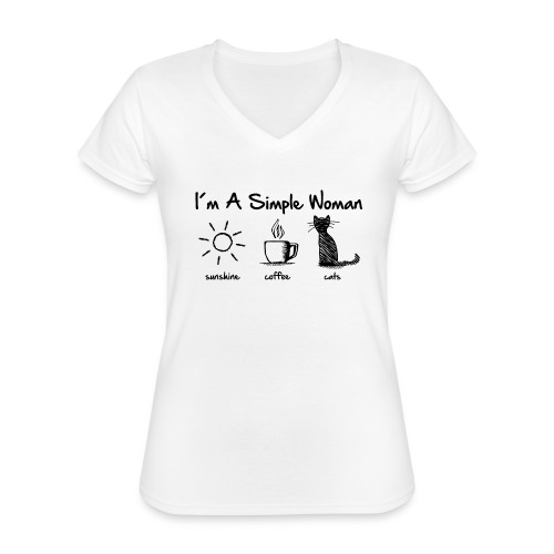 Vorschau: simple woman cats - Klassisches Frauen-T-Shirt mit V-Ausschnitt