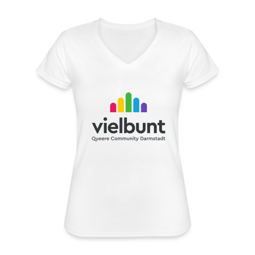 vielbunt Logo Schwarz mit Claim - Klassisches Frauen-T-Shirt mit V-Ausschnitt