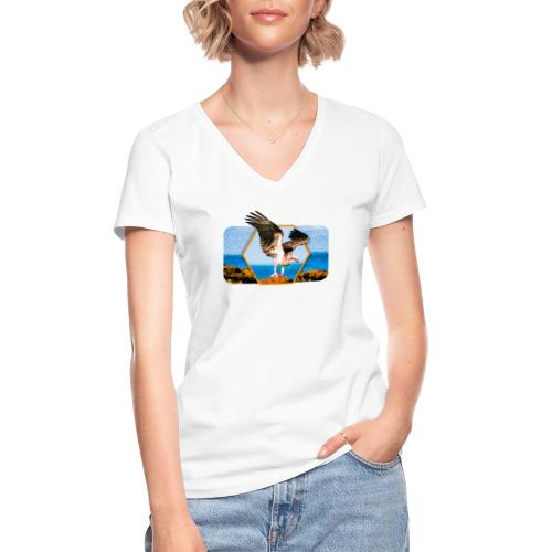 Adler mit gespreizten Flügeln und Grafik-Form - Klassisches Frauen-T-Shirt mit V-Ausschnitt