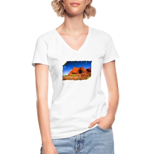 Australien: Roter Felsen auf Schatzkarte - Klassisches Frauen-T-Shirt mit V-Ausschnitt