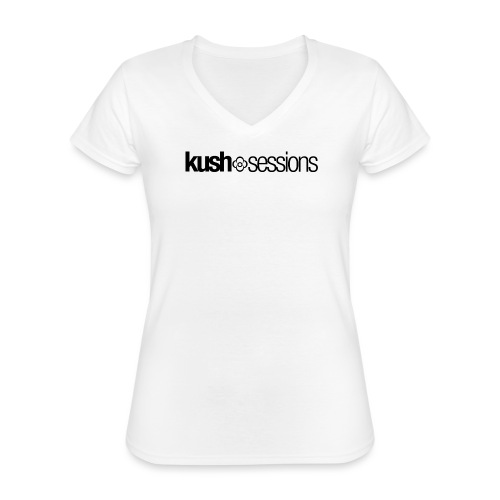 KushSessions (black logo) - Klassisk dame T-shirt med V-udskæring