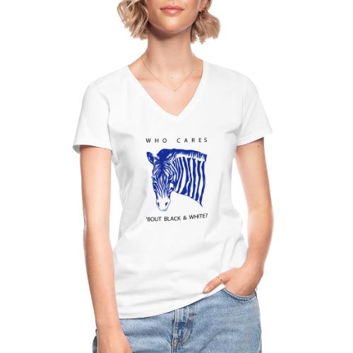 Zebra Who Cares? - Klassisches Frauen-T-Shirt mit V-Ausschnitt