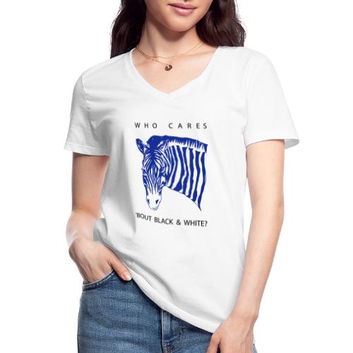 Zebra Who Cares? - Klassisches Frauen-T-Shirt mit V-Ausschnitt