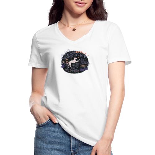 Windhund im Traumwald - Klassisches Frauen-T-Shirt mit V-Ausschnitt